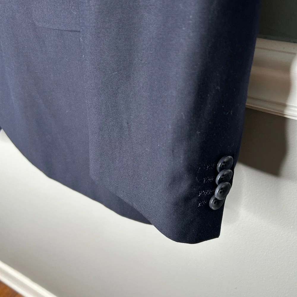 MAZARI Men's‎ Navy Blue Two Button Blazer Suit Jacket Size 54R